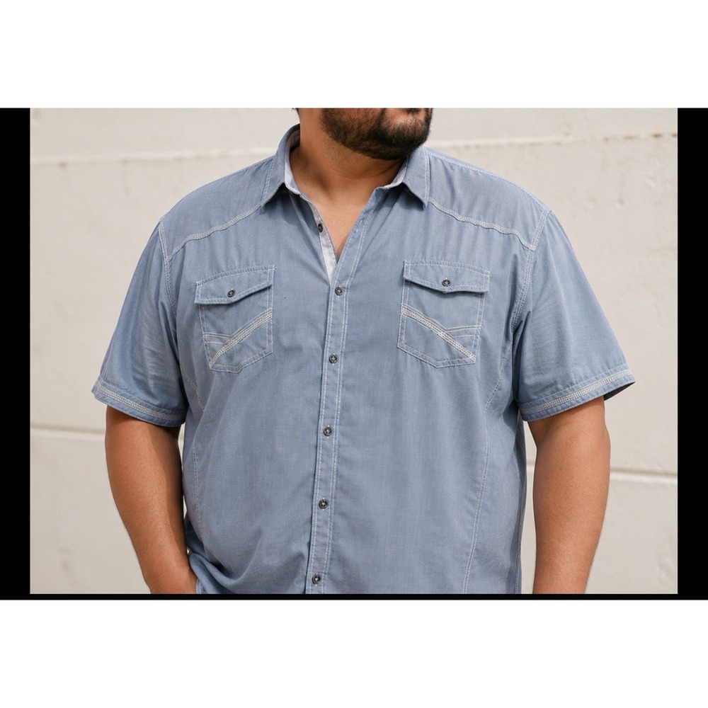 BKE Buckle Men Shirt  XXXXL  Button Up Short Sleeve Athletic Fit Western Utility